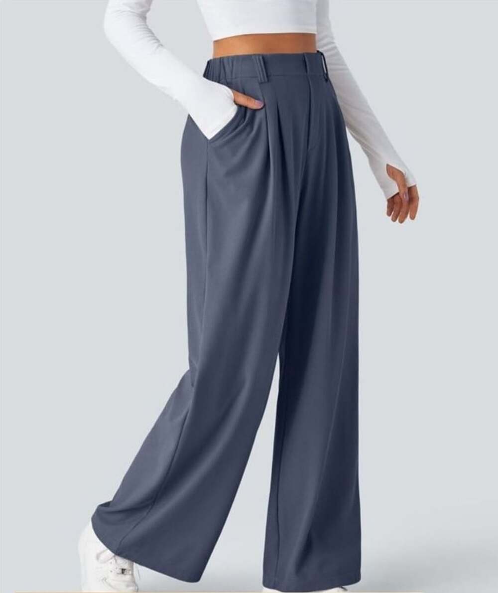 NEW Halara Flex High Waisted Pocket Wide Leg Waffle Pants Size Large